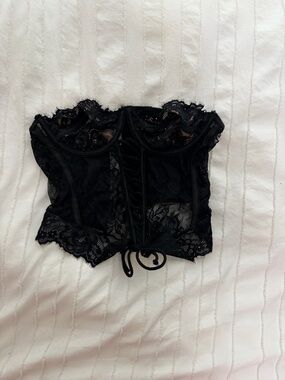 Edikted Black Lace Corset Crop Top